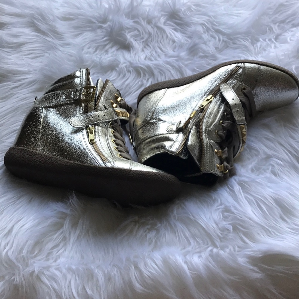 Steve Madden Metallic Gold Wedge Sneakers
